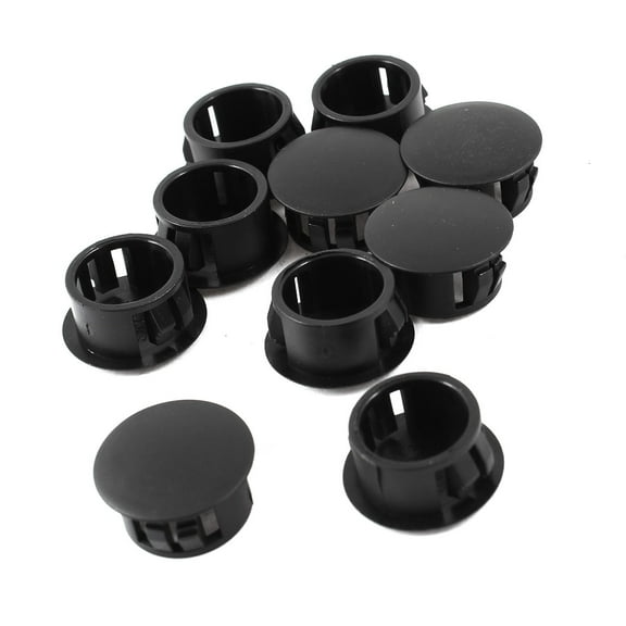10pcs Black Plastic 16mm Dia Push Locking Hole Plugs Button Cover
