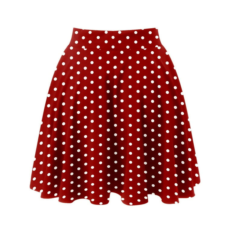 ZHAGHMIN Womens Long Flowy Skirt Classic Polka Dot Printed Mini