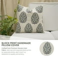 thumbnail image 2 of Fabdivine Floral Block Print Boho Decorative "Viscose Linen" Throw Pillow Cover, Handblock Printed Cushion Cover for Sofa , 24"X24", "Gray", 2 of 4