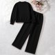 thumbnail image 4 of Cowsor Little Girls Outfits 2 Piece Toddler Long Sleeve Sweatshirt Leggings Pants Clothing Set, 4 of 5