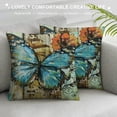 thumbnail image 3 of Nawypu Blue Butterfly Theme Throw Pillow Covers Wood Grain Cushion Pillow Case Outdoor Sofa Pillows Covers for Couch Living Room Bed Patio Furniture Indoors Home Decor, 3 of 5