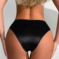 thumbnail image 4 of LNWUY Women's Fashion Solid Color Satin Silk Lace Hipster Panties Seamless Briefs Underwear Underpant Black XL, 4 of 4