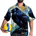 thumbnail image 4 of Crow Men's Short Sleeve Beach Shirts, Casual Button Down Poplin Printed Summer Tops - Unisex, 4 of 6