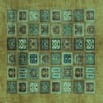 thumbnail image 1 of Ahgly Company Machine Washable Indoor Square Abstract Turquoise Blue Modern Area Rugs, 7' Square, 1 of 4
