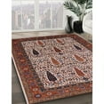 thumbnail image 3 of Ahgly Company Machine Washable Indoor Square Industrial Modern Camel Brown Area Rugs, 4' Square, 3 of 7