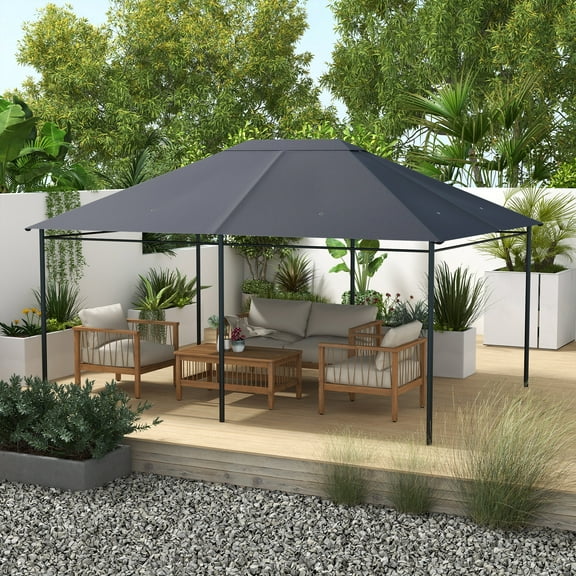 Outsunny 10' x 13' Gazebo Canopy Replacement, Patio Gazebo Roof with Top Vents for 84C-116, Dark Gray