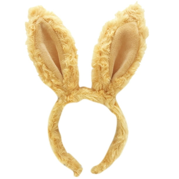 Cinta para El Pelo Con Orejas Conejo Broche para El Pelo Felpa Cómodo para Regalos (amarillo)