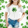 thumbnail image 2 of Baby Girl Tops Graphic Print Crew Neck Short Sleeve T Shirts Loose St Patricks Day Back To School Shirt Clothes For Girls White,160(12-13 Years), 2 of 4