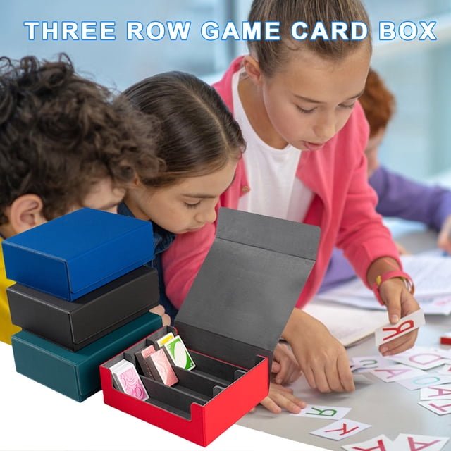 YAOMOBB Waterproof Card Holder Trading Card Storage Box Leather Magnetic Closure 3 Row Game Compartments Drawer with Dividers Faux Leather