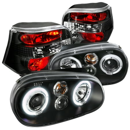 01 Awd Brake - Spec-D Tuning 1999-2006 Vw Golf Mk4 Halo Projector Black Headlights + Tail Lights Brake Lamps (Left + Right) 99 00 01 02 03 04 05 06