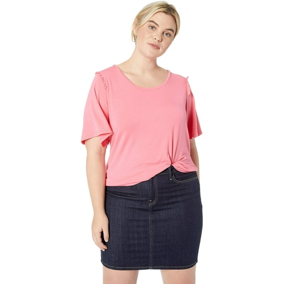 HUE Womens Solid Bell Ruffled Sleeve Sleep Top