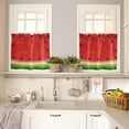 thumbnail image 4 of Kitchen Curtains Set, Summer Watermelon Kitchen Curtains and Valances Set, Red Green Fruits Watercolor Rod Pocket Tier Curtains 24 Inch Length for Cafe/Bedroom Windows, 4 of 6