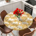 thumbnail image 2 of Yellow Palm Tree Summer Round Tablecloth 36-44 Inch Round Fitted Table Cloth with Elastic Edge, Beach Tropical Botanical Coastal Waterproof Table Cover Protector for Outdoor Picnic Party Dining, 2 of 9