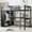 Black + Metal + Full, variant on Queen Size Loft Bed Frame with Built-in Wardrobe, Metal Loft Bed with Desk and Storage Shelves, Black