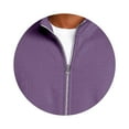 thumbnail image 5 of Mens Zip up Sweatshirt no Hood Long Sleeve Jacket Purple 2XL, 5 of 5