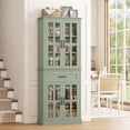thumbnail image 5 of Homfa 71'' Kitchen Pantry with Adjustable Shelves & Drawer, Freestanding Storage Cabinet with 4 Glass Door for Living Room, Green, 5 of 7