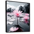 thumbnail image 2 of Designart "Pink Grey Flower landscape Jade Lily" Floral Floater Framed Wall Decor, 2 of 7