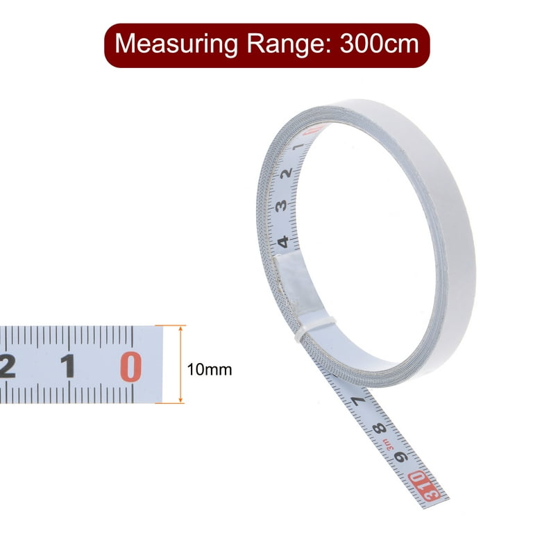 2 Pack Self Adhesive Tape Measure 50cm Metric Left to Right Reading  Measuring Tape Steel Sticky Ruler, White 