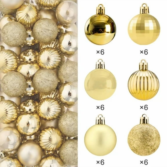 36Pcs Lot Christmas Xmas Tree Ball 40Mm Bauble Hanging Home Party Ornament Gold