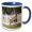 Blue/White, variant on 3drose, a Deer Standing Near a White Picket Fence in Pine Valley Utah, 11oz Mug