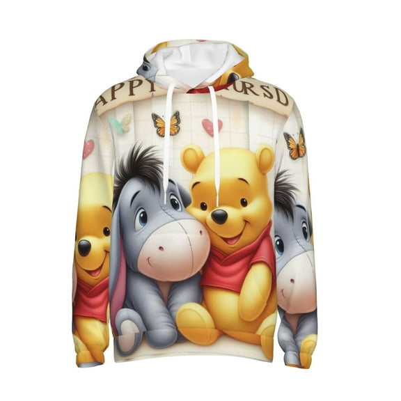 Winnie The Pooh Trendy Cartoon Men'S Fleece Hooded Hoodie, hoodies for women men with pockets,Fall Fashion 2025 Pullover Sweaters Winter Clothes
