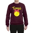 thumbnail image 2 of Wild Bobby, Tennis Mom Cute Bow Ribbon Tennis Ball, Mother's Day, Unisex Crewneck Graphic Sweatshirt, Maroon, Small, 2 of 3