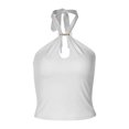 thumbnail image 5 of Tank Tops For Women Party Camisole Backless Slim Fit Summer Tops Halter Neck Sleeveless Solid Color Clothes Casual Classic Beach Everyday Wear,White,S, 5 of 5