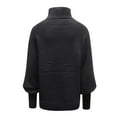 thumbnail image 6 of Ediodpoh Ladies Mid Neck Sweater Loose Long Sleeve Knit Solid Color Sweater Pullover Top Women Sweaters Black XL, 6 of 6