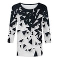 thumbnail image 4 of Pompotops T-shirt de Mode pour Femmes, Blouse Mi-Longue à Manches 3/4, Col Rond, Hauts Décontractés en Liquidation, 4 of 5