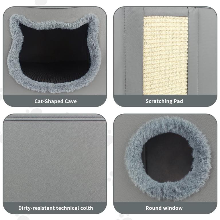 PHANCIR Foldable Cat Cave Bed, Grey with Scratching Pad photo 2