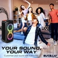 thumbnail image 7 of Risebass Portable Karaoke Machine with 2 Wireless Mics, Daul 8" Speakers, LED Lights, PA System, Remote, Bass/Treble Adjustment, SD Card/USB, REC Rolling Wheels, Trolley, Auto ducking, Guitar Input, 7 of 7