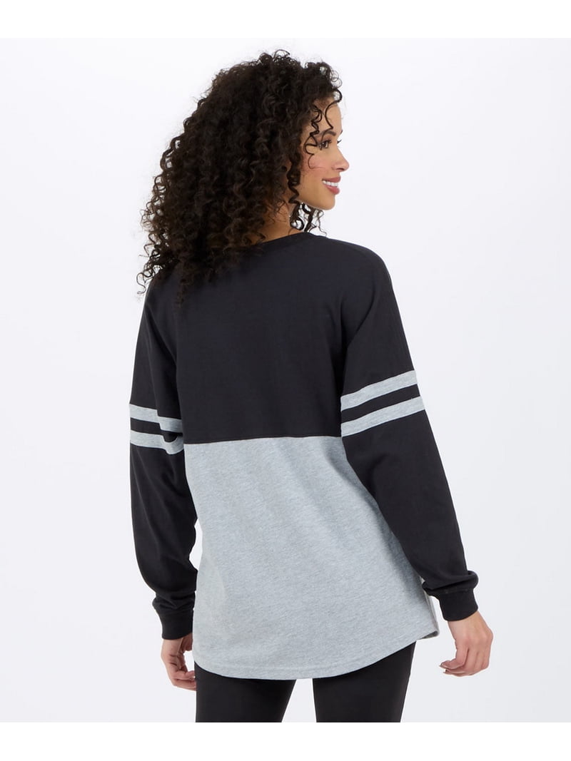 Women's Pom Pom Jersey Long Sleeve Pullover - Oversized Cotton Top, Charcoal XX-Large