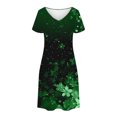 thumbnail image 4 of GaThRRgYP Women's Printed Maxi Boho Short Sleeve Dress,Women's Fashion Summer Print Short-sleeved V-neck Casual Dress Green S, 4 of 8