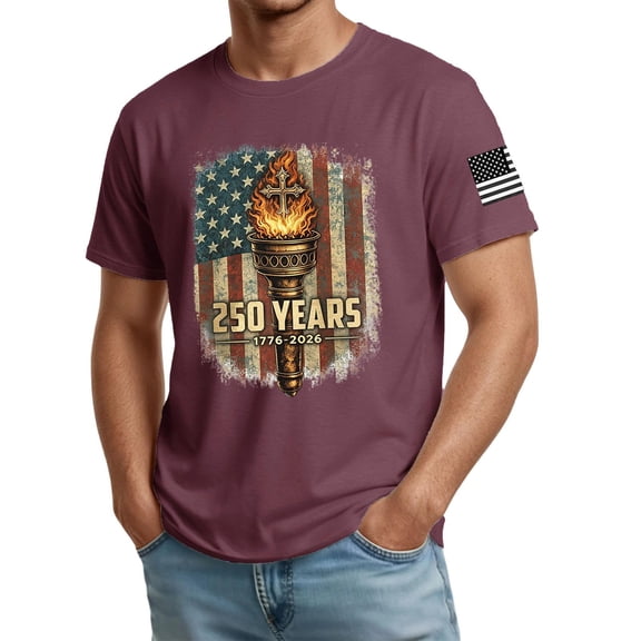 Men's Anniversary USA Shirt 1776 - 2026 Patriotic American Flag Freedom Shirts We The People 250 T-Shirt Summer Casual Tops,Wine,S