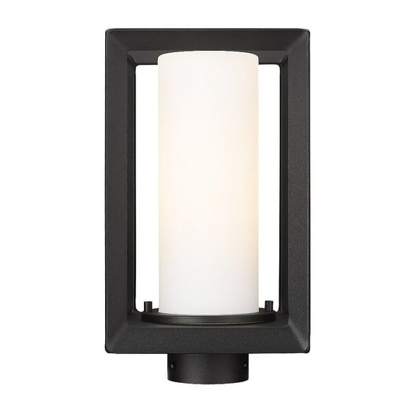 Smyth 1-Light Outdoor Post Light in Natural Black and Opal Glass