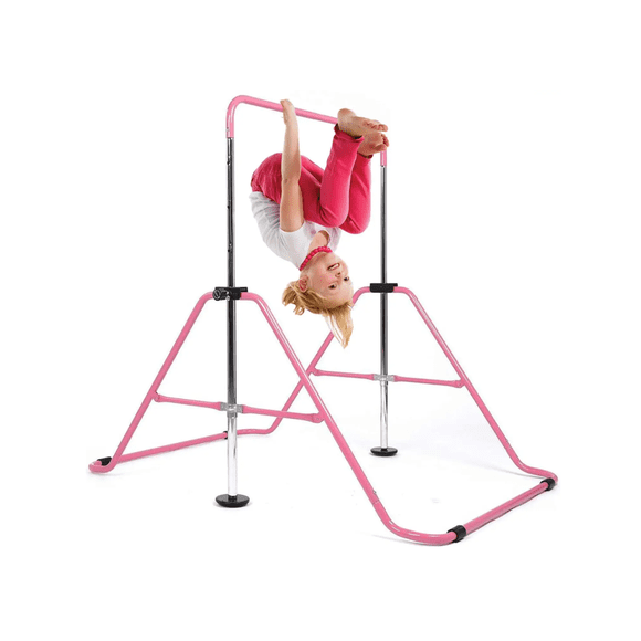 ToyKraft Gymnastics Bar for Kids, Adjustable Gymnastic Bar for Home, Foldable Gymnastics Training Bars, Expandable Sturdy Kip Bar Horizontal Bar Monkey Bars, Pink
