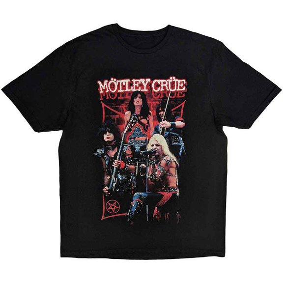 Motley Crue Unisex T-Shirt: Live Montage Red (X-Large)