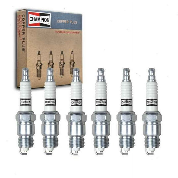 6 pc Champion Copper Plus Spark Plugs compatible with Dodge D150 3.7L L6 1979-1987