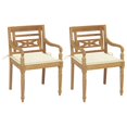thumbnail image 1 of vidaXL Batavia Chairs 2 pcs with Cream Cushions Solid Teak Wood, 1 of 5