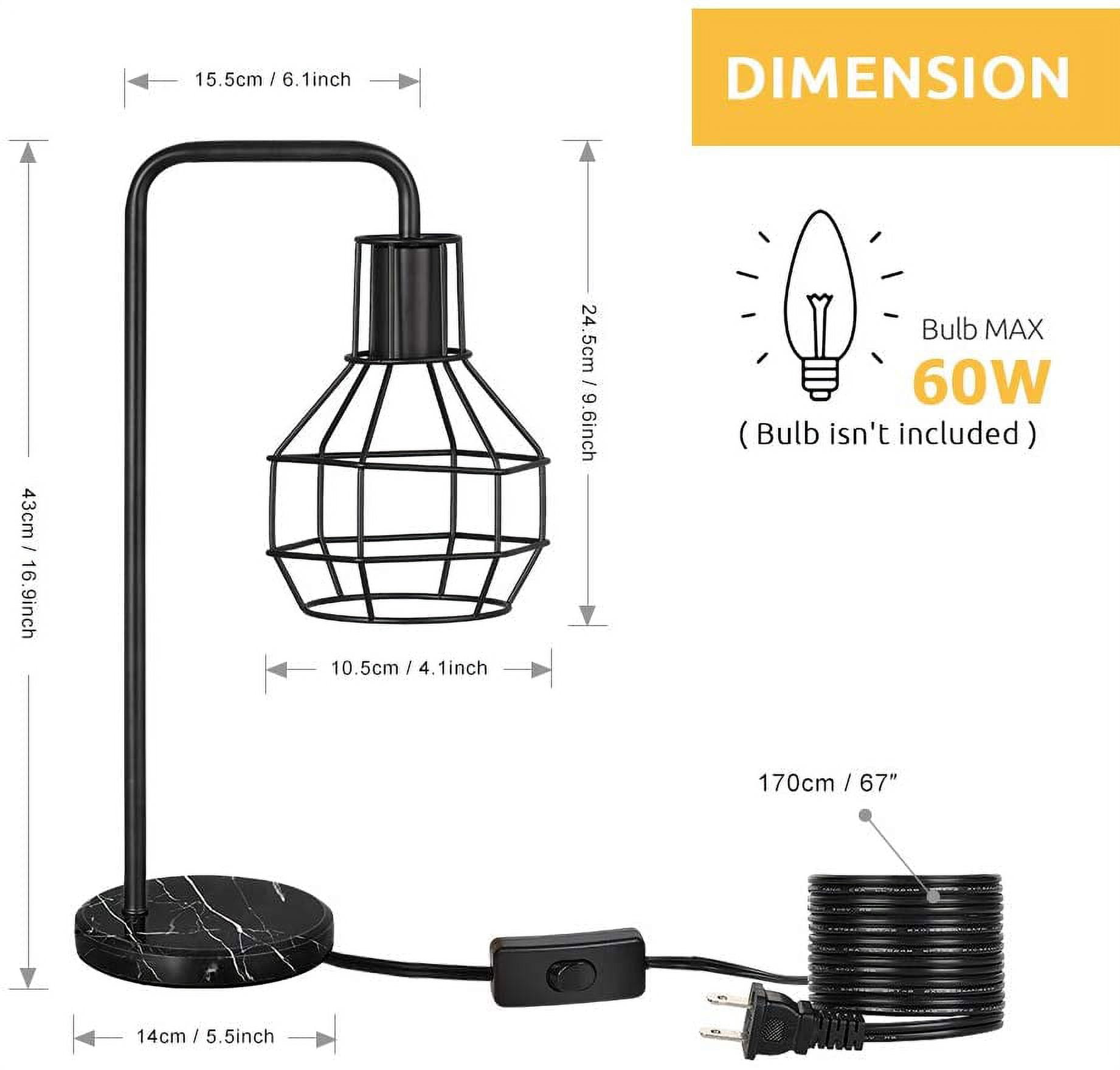 Black Modern Nightstand Lamp, Bedside Desk Lamp with Marble Base