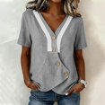thumbnail image 2 of Msgweeeg Short Sleeve Tops for Women Summer Clothes V Neck Lace Regular Fit Fashion Holiday Women Blouses, 2 of 7