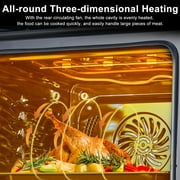 24 Built-in Electric Ovens with 70L Capacity, 3000W Single Wall Oven with View Window, Steam & Grill Oven 2 in 1, 8 Cooking Functions & 108 Automatic Recipes, 3D Surround Heating, LED Screen