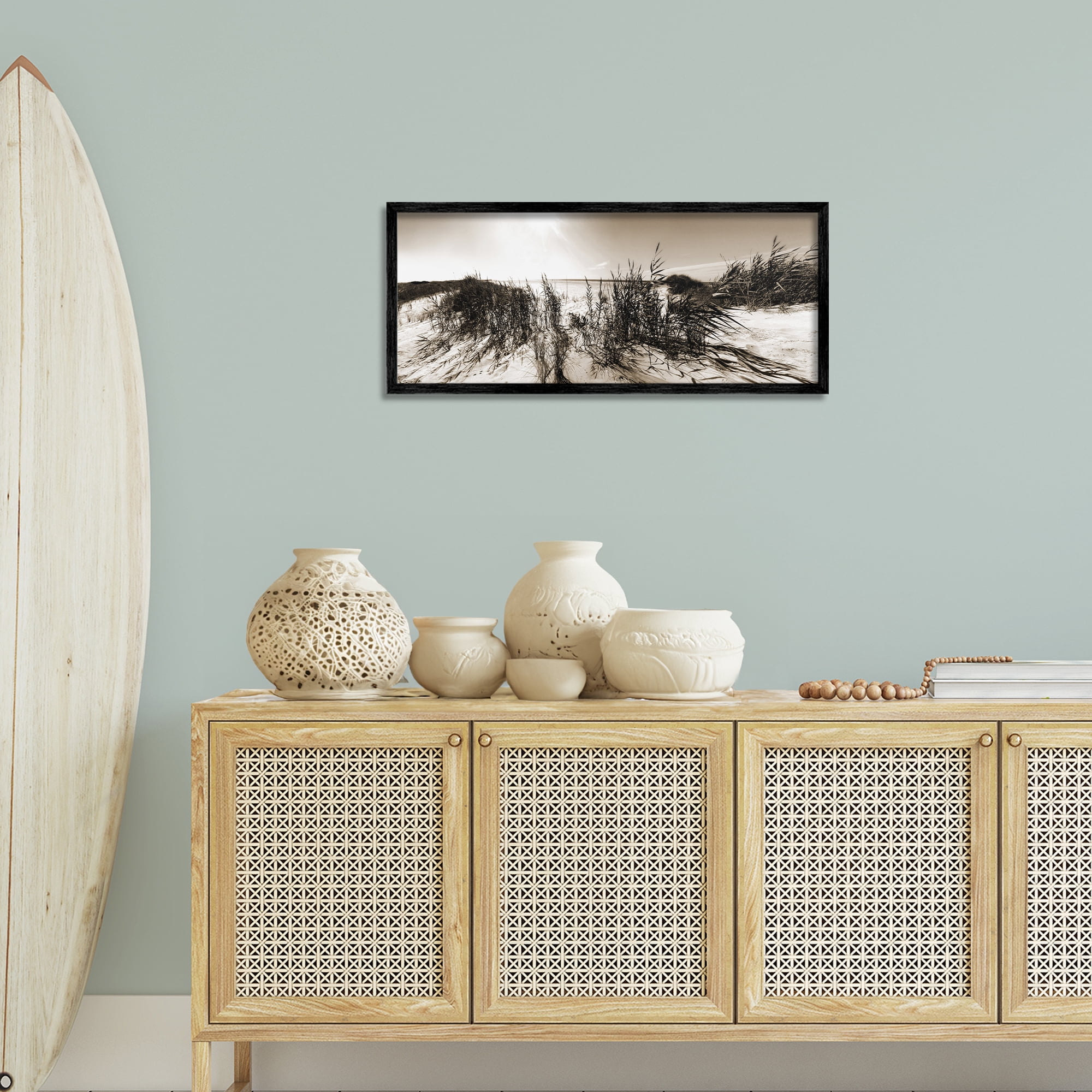 Stupell Industries Wind In The Dunes Coastal Photography Black Framed Art Print Wall Art, 30 x 13