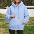 thumbnail image 2 of Norvella Womens Hidden Zipper Pocket Hoodies Long Sleeve Hooded Sweatshirt Drawstring Kangaroo Pocket Banded Relaxed Fit Casual Pullover Top, 2 of 4
