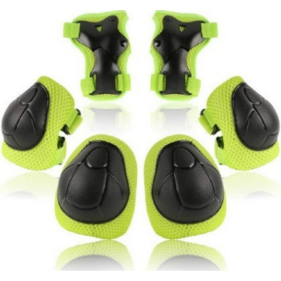 Kids Knee Pads Elbow Pads Wrist Guards, Happon Skateboard Pads Adjustable Straps Protect Beginners Skateboards,Cycling, 6 in 1 Protective Gear Set for 3-7 Year Old Green