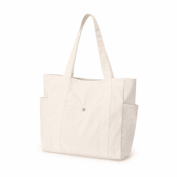 Saierfour Large Canvas Tote Bag, Stylish Shoulder Bag for Women, Zippered Work Tote with Inner Pockets, Casual Commuting & Shopping Handbag