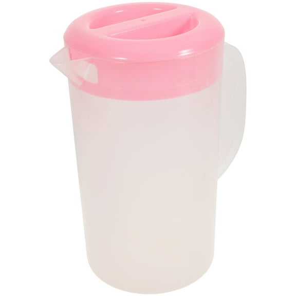 NUOLUX Large Capacity Beverage Storage Container Heat Resistant Cold Water Jug Plastic Juice Pitcher Household Teapot Kettle with Lid (Pink)