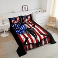 thumbnail image 4 of Firefight Bedding Set Twin,Gift for Firefighter,American Flag Comforter Set for Man Youth,Grunge Smogy Geometric Striped Down Comforter Lightweight,Fireman Quilted Duvet with 1 Pillow Case, 4 of 6