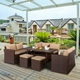 thumbnail image 3 of Ktaxon 8 Pieces Patio Rattan Wicker Furniture Set Soft Cushions, Wicker Conversatuon Set for Gathering, Rattan Dining Set for Garden, Porch, Deck, Yard, Brown, 3 of 8