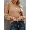 thumbnail image 2 of HOTAPEI Womens Crewneck Pullover Sweaters Ribbed Knit Long Sleeve Sweater Lantern Sleeve Slim Fit Pullover Jumper Tops, 2 of 6